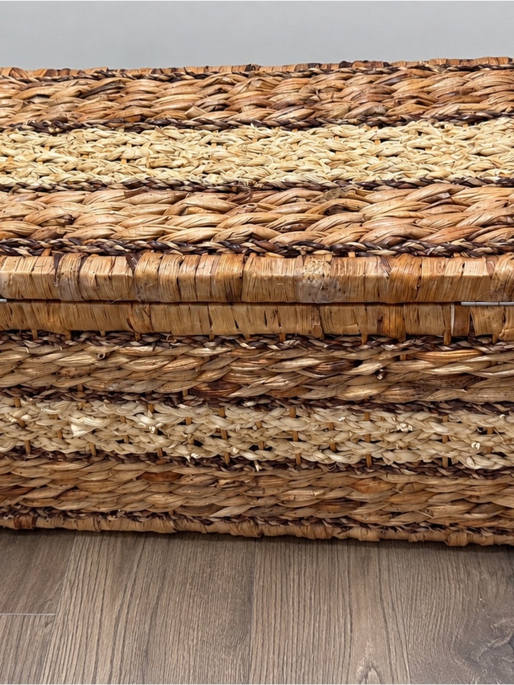 Woven Seagrass Storage Basket Chest - Natural Brown